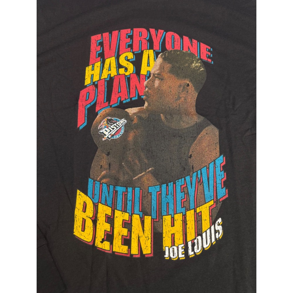 Mitchell & Ness NBA Joe Louis Detroit Pistons Long Sleeve Shirt Black Large NEW